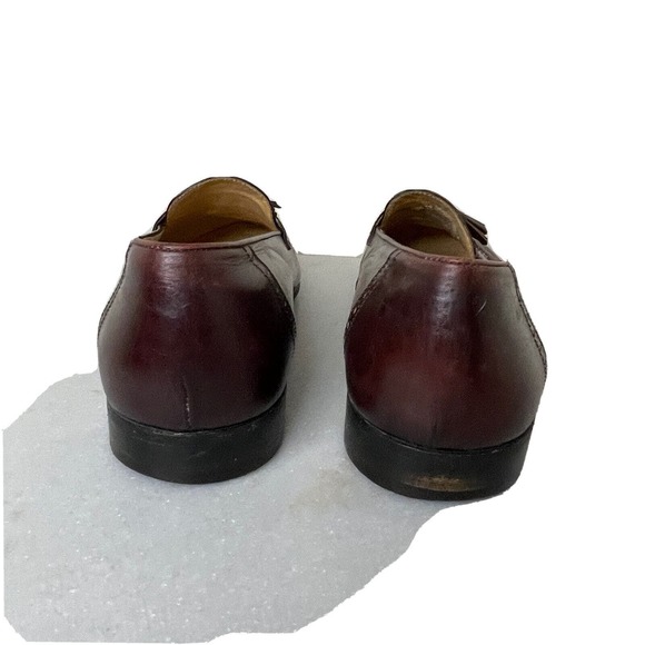 Salvatore Ferragamo Brogue Burgundy Brown Leather Tassle Loafer Shoes Men 8.5 D